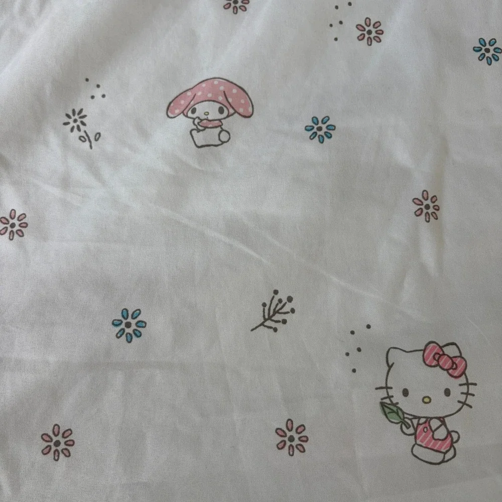 Sanrio Hello Kitty My Melody Cinnamoroll Twin Flat Sheet White Kids Bedding